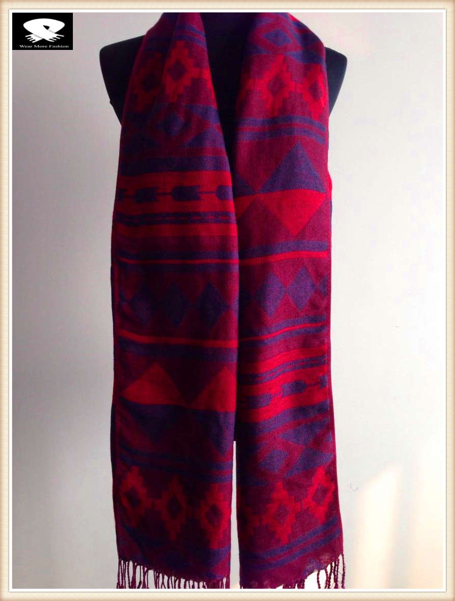 Red geo acrylic scarf, china scarf factory