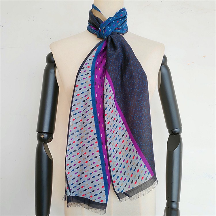 Scarf factory custom modal and silk twill made neck scarf with logo