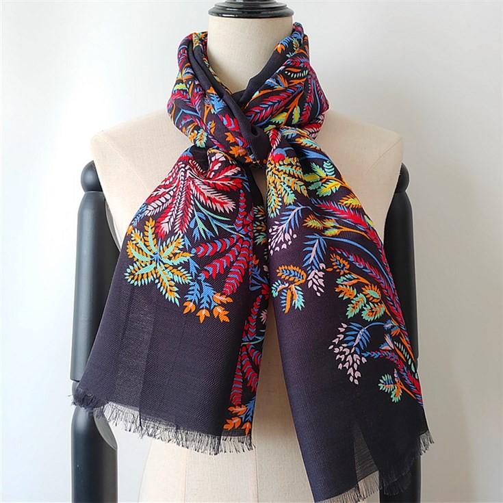 Silk scarf factory digital printed silk and merino wool scarf manufacturer
