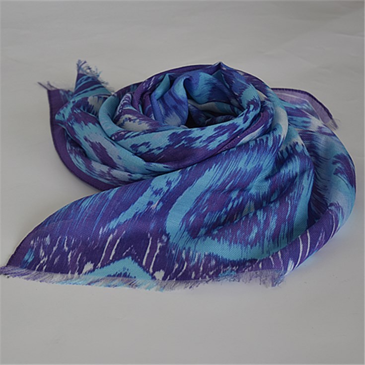 Silk scarf factory wholesale digital printed silk wool scarves in bulk
