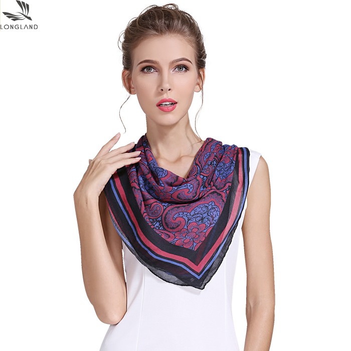 Digital printed square size ladies handkerchief in our china scarf factory