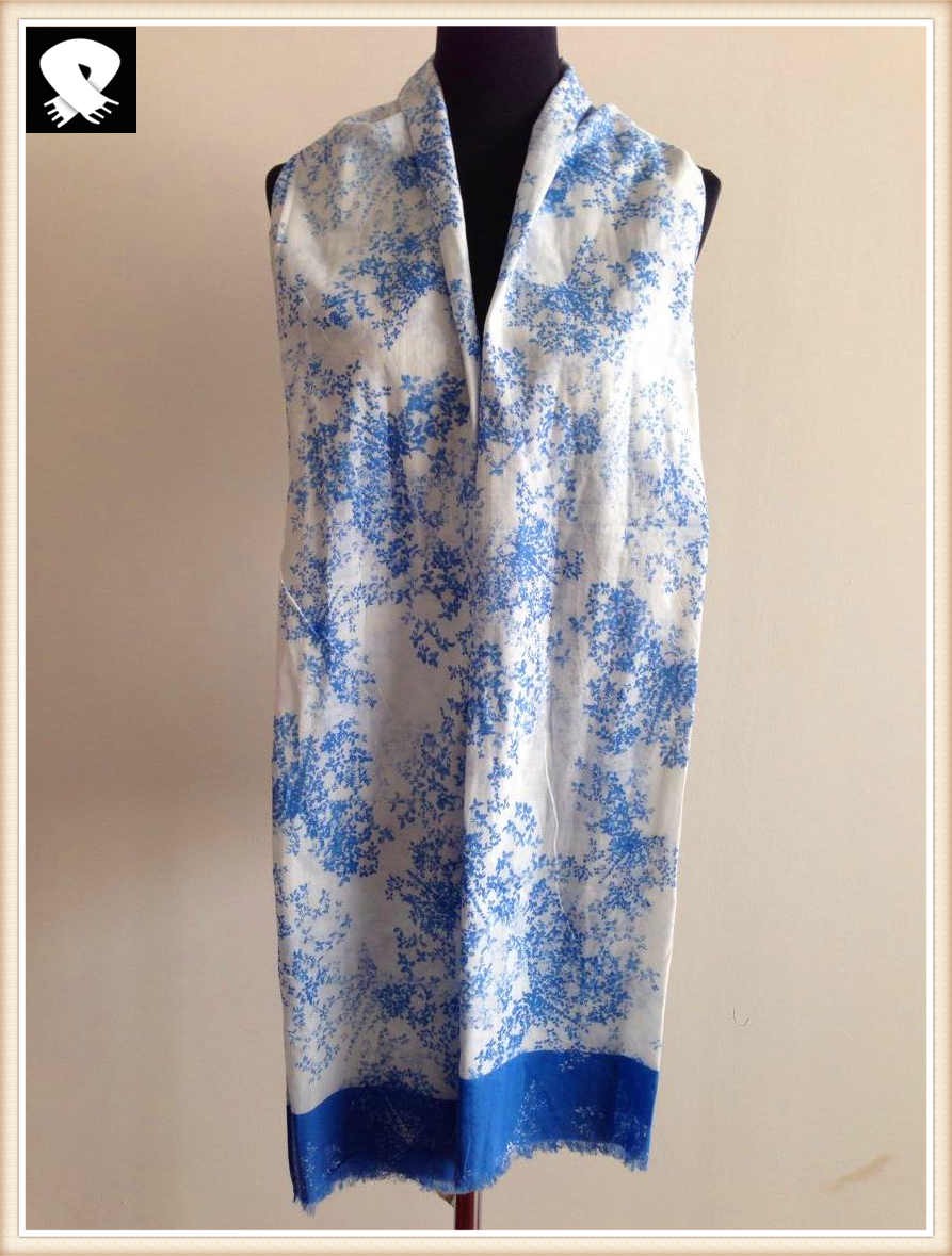 Blue florals cotton scarf, more custom colors