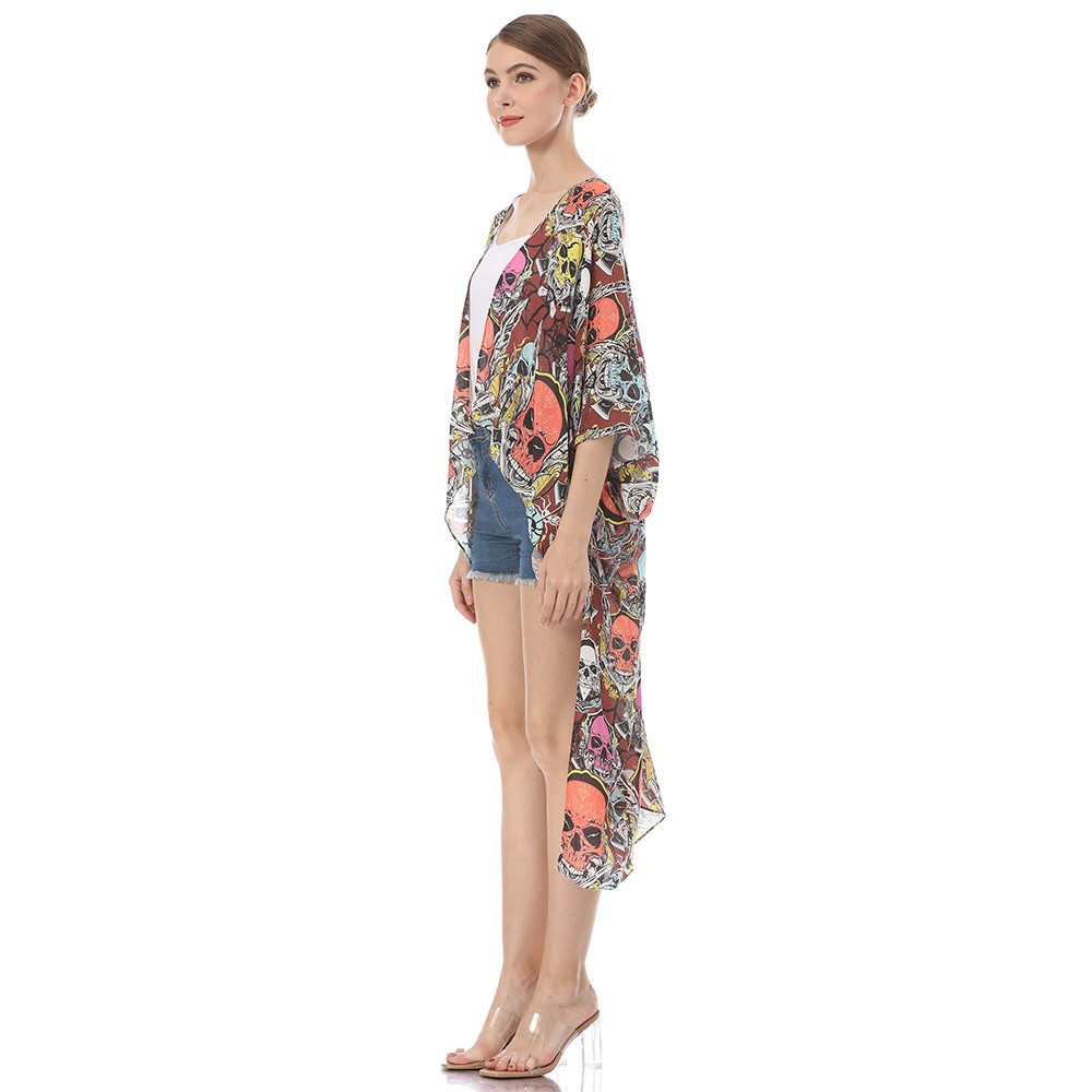 Custom kimono maker digital printed casual open front cardigan