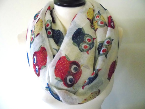 Infinity scarves with lovely owl cartoon