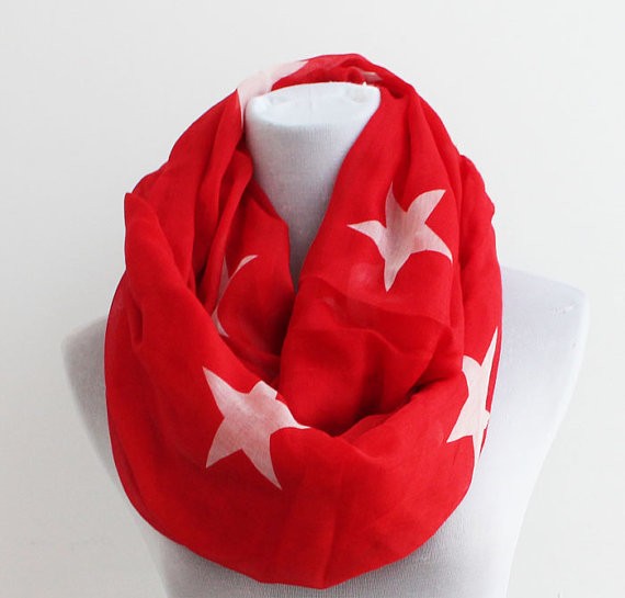 Infinity scarves with lovely red color stars