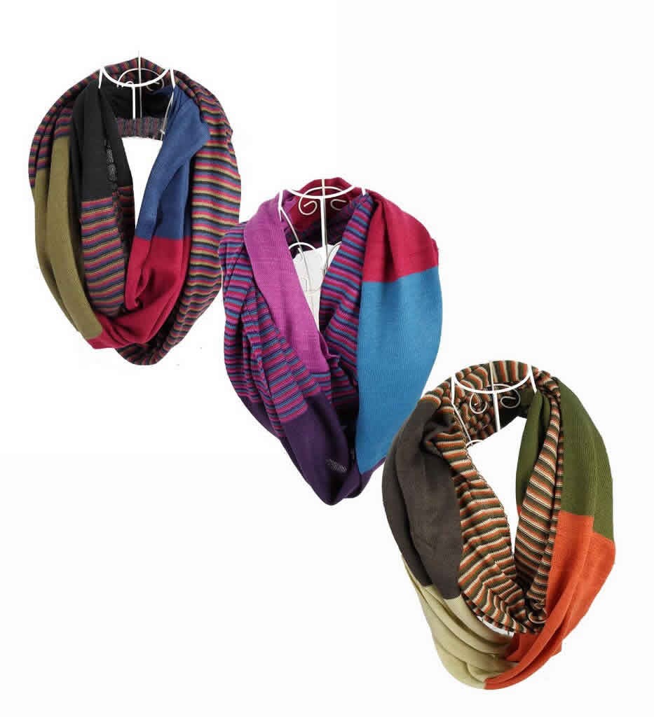 Striped infinity scarves