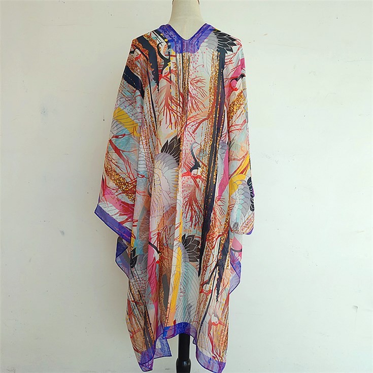 Custom kimono maker digital printing custom 100% pure silk chiffon kimono jacket