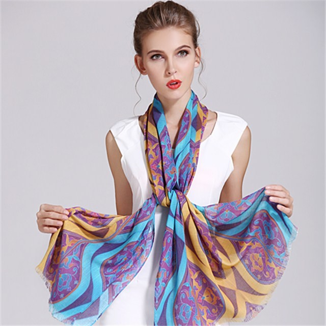 Custom made design digital printed scarves in our scarf factory