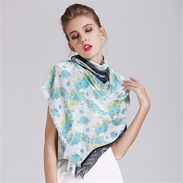 Customized digital printed linen and viscose scarf