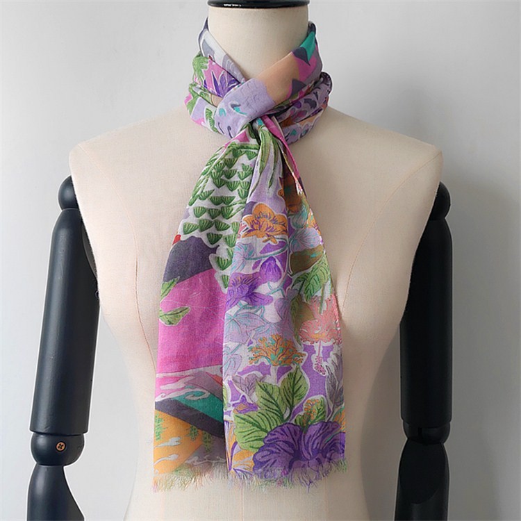 Digital printed scarf factory printed silk modal scarf