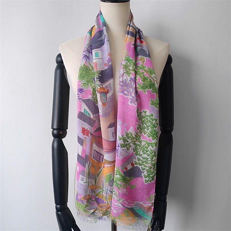 Digital printed scarf factory printed silk modal scarf