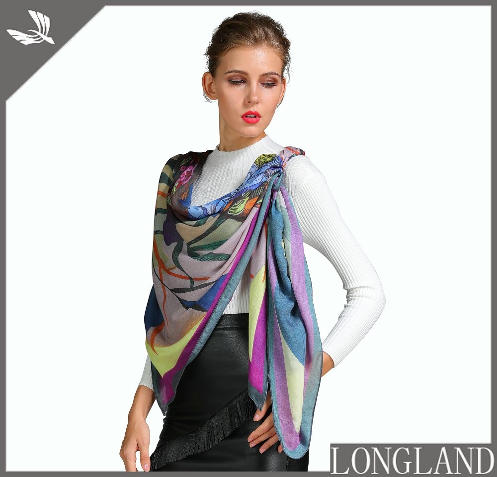 Silk scarf supplier floral printed silk scarf