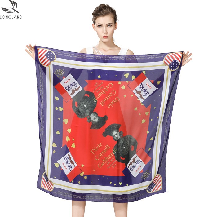 Scarf factory sublimation printed custom designs photos on the new silk scarf