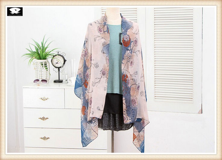 Fashion floral and soft polyester scarf