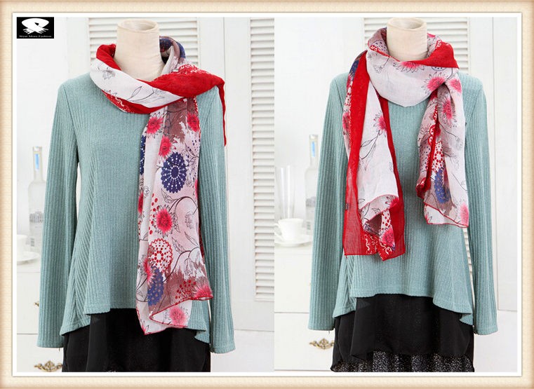 Fashion floral and soft polyester scarf