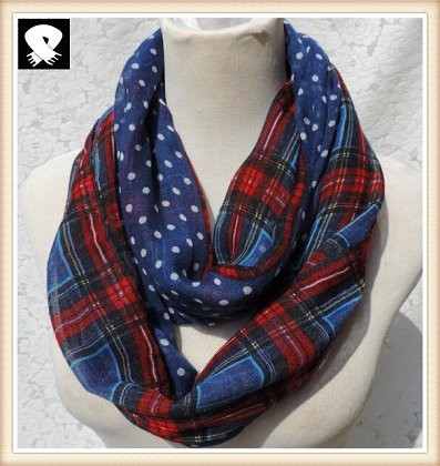 Scarf factory with the polka dots and checks scarf
