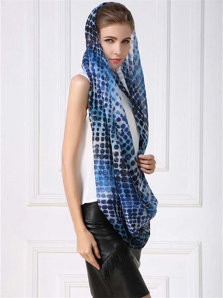 Silver foil printed leopard scarf, ladies scarves