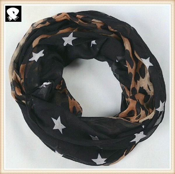 Stars and leopard scarf bespoke in scarf factory