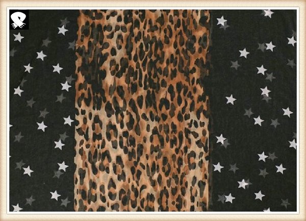 Stars and leopard scarf bespoke in scarf factory