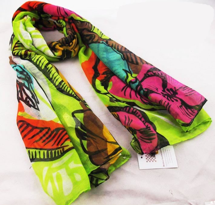 abstract flowers polyester scarf