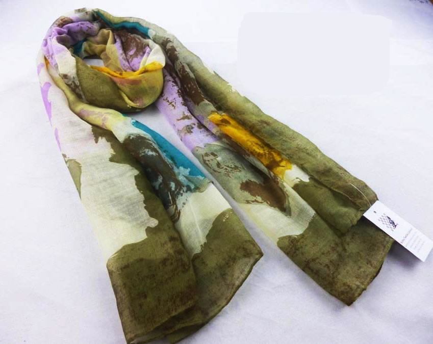 abstract printed polyester scarf