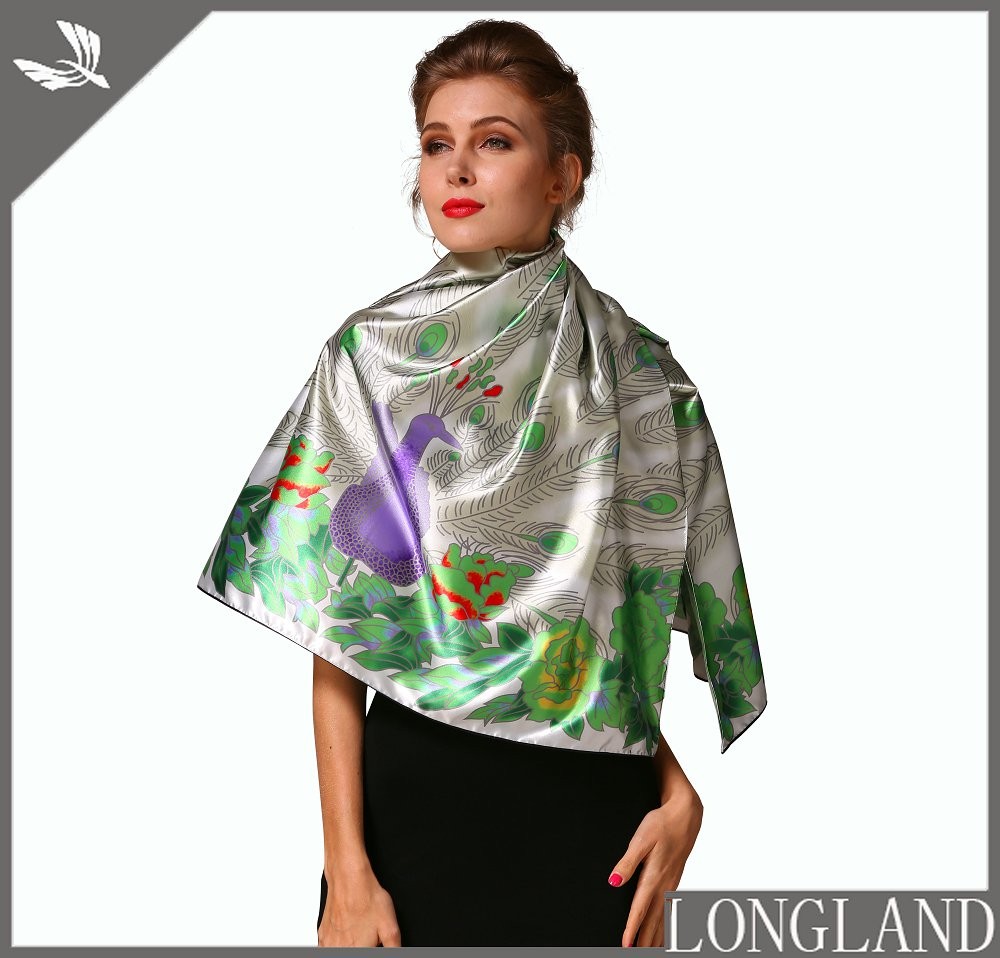 China ponchos factory digital printed satin scarf