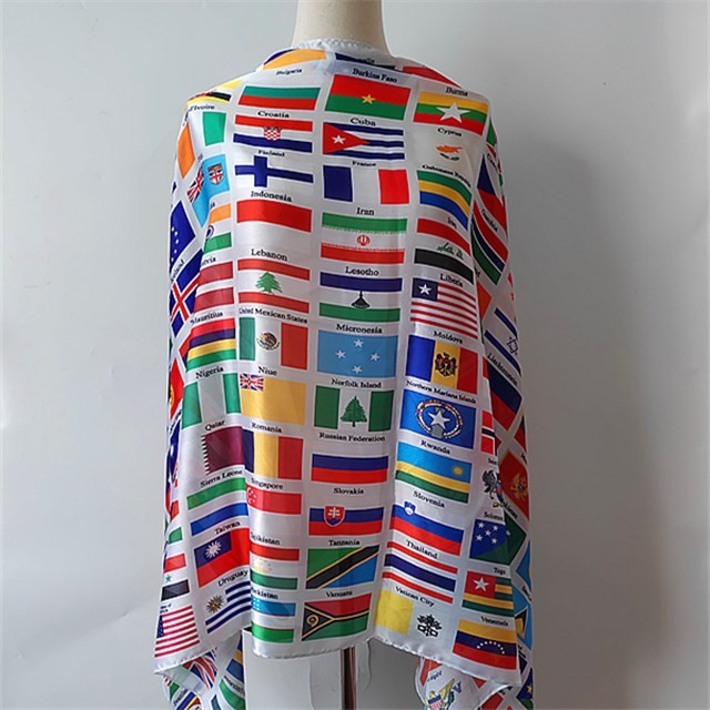 China scarf supplier custom countries flags printed poly new silk scarf