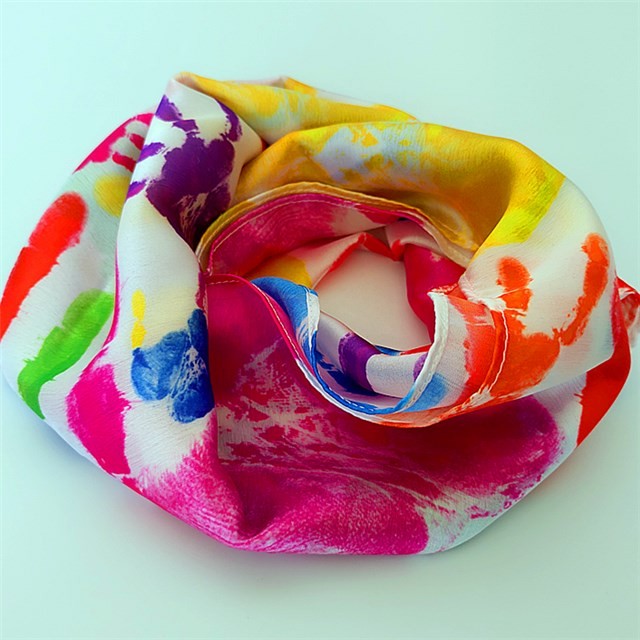 Custom palm prints poly new silk bandanna scarf in china scarf factory