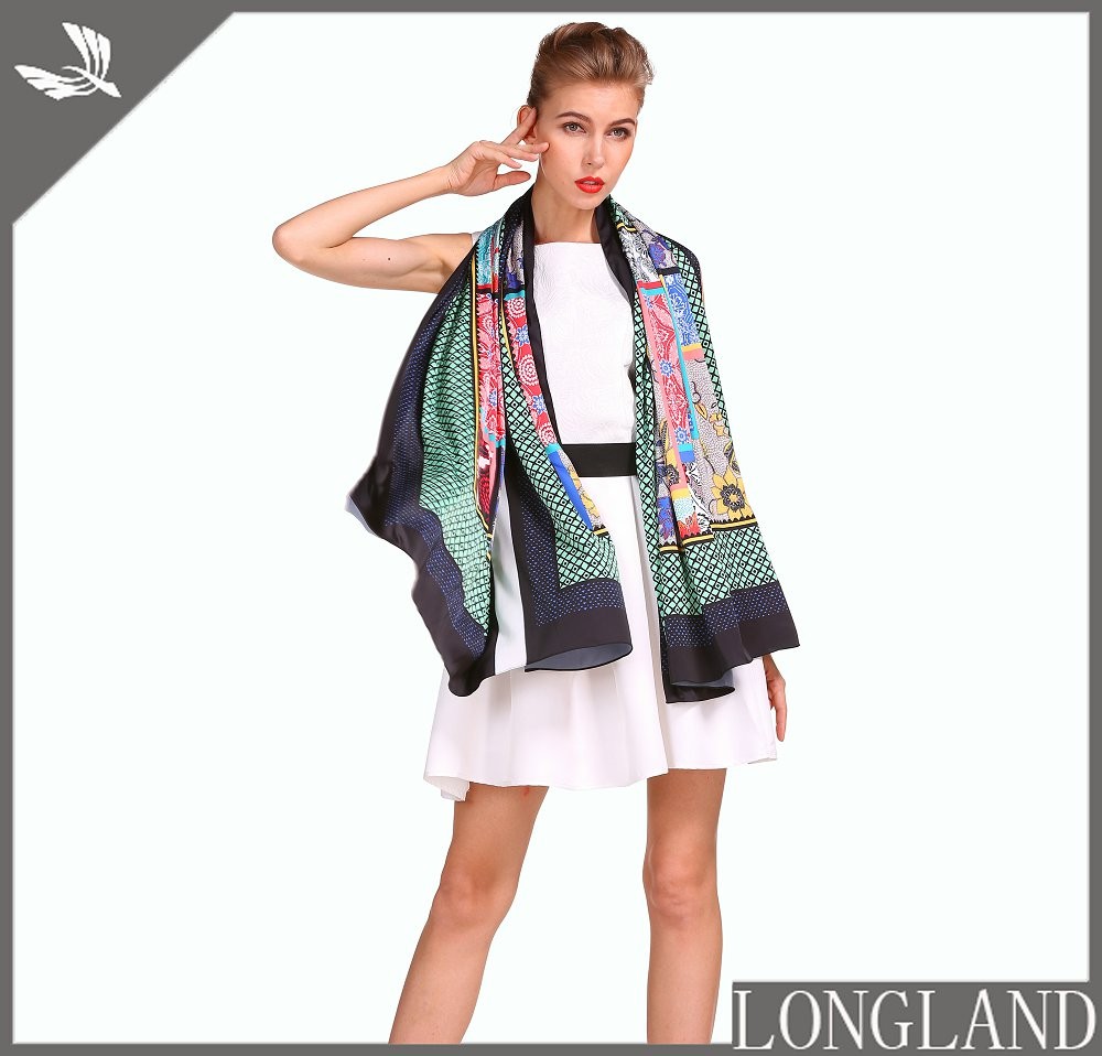 Digital printed ponchos in china scarf factory