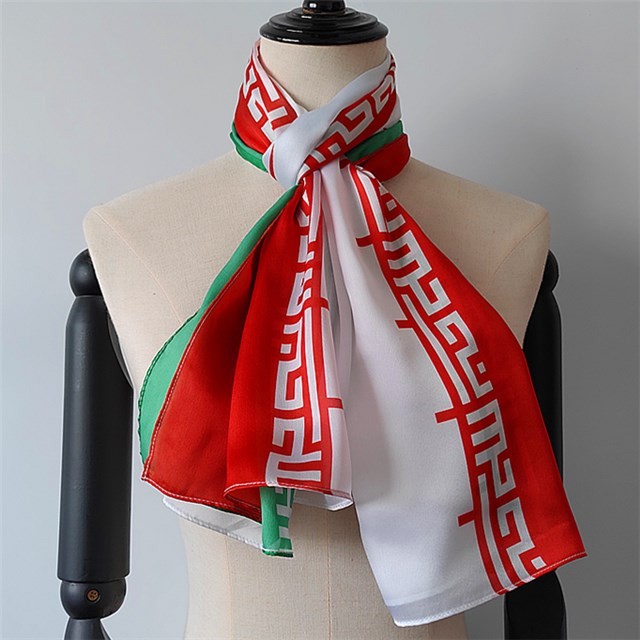 Scarf supplier china custom Iran flag printed poly new silk scarf