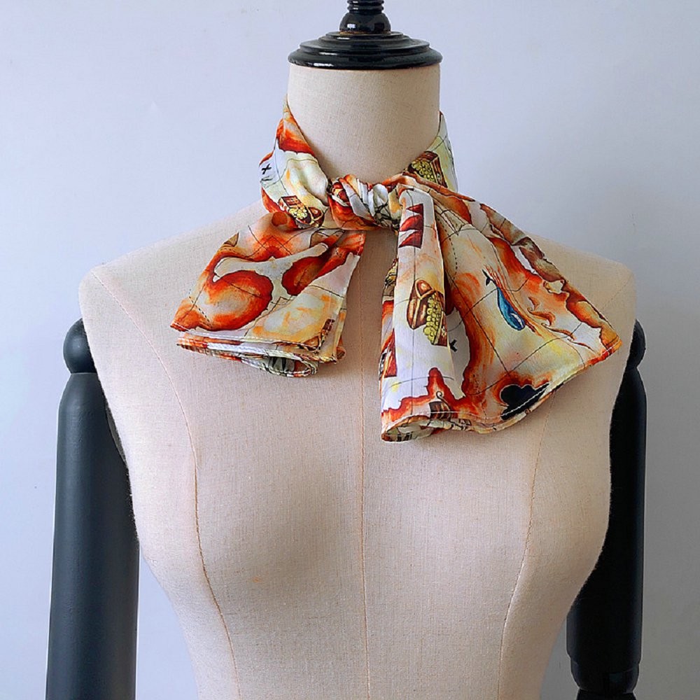 Scarf supplier china wholesale map printed new silk bandanna scarf in bulk