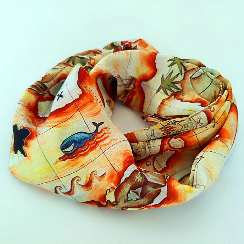 Scarf supplier china wholesale map printed new silk bandanna scarf in bulk