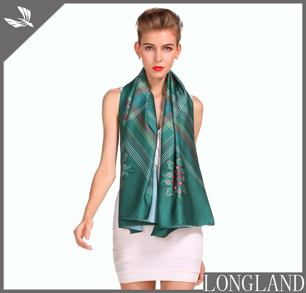 Silky poly custom photo print scarf in our factory