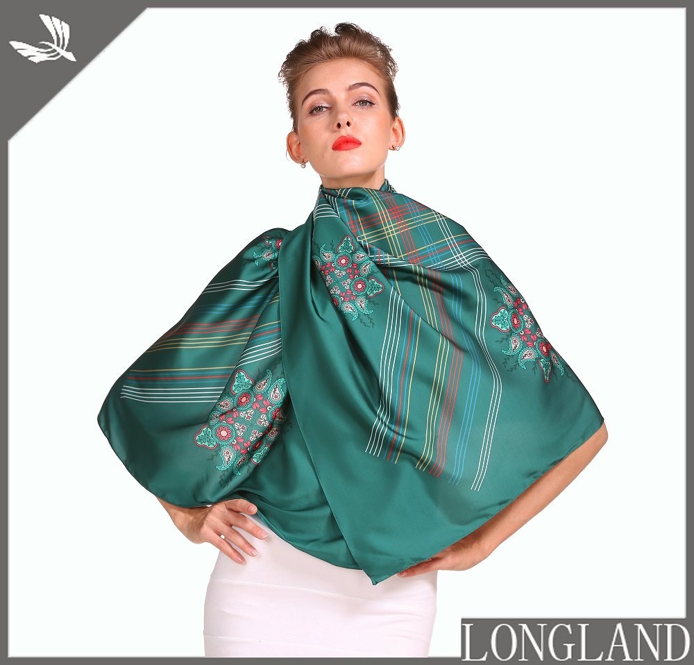 Silky poly custom photo print scarf in our factory