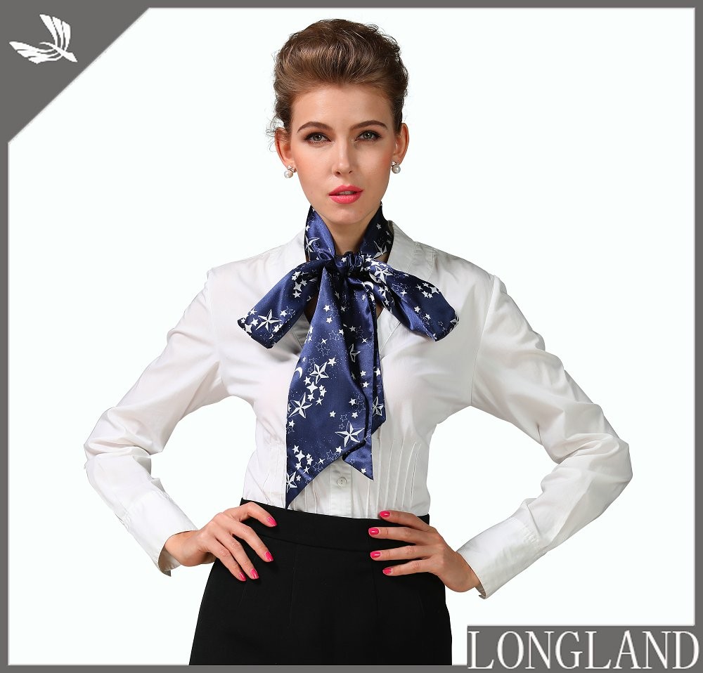Silver foil printed stars skinny scarf for women