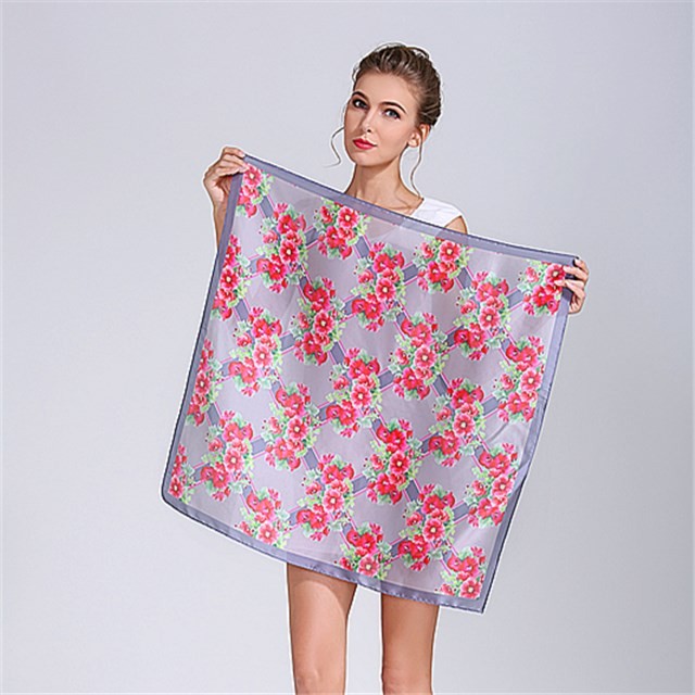 Women's silky scarf custom square size sublimation printed bandanna
