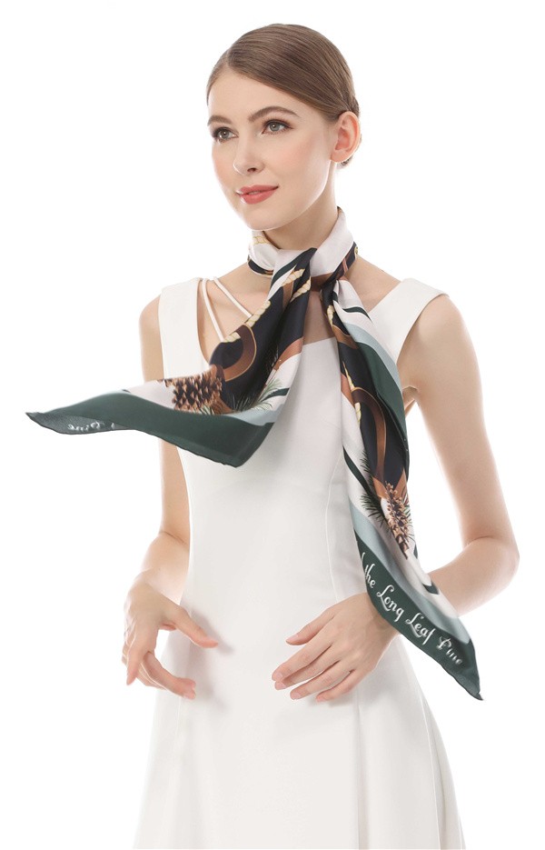 Custom print on the silk head scarf logo design gift