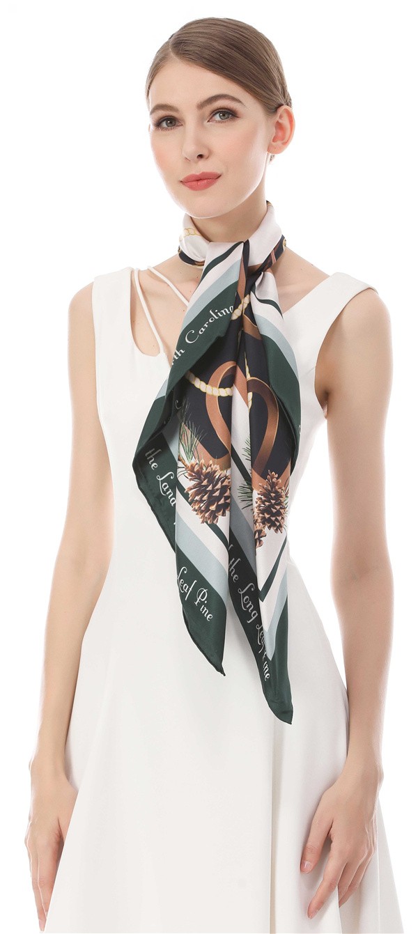 Custom print on the silk head scarf logo design gift