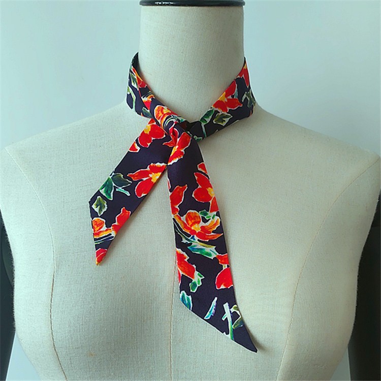 Scarf printer custom photos on the 14 mm silk twill ponytail skinny scarf