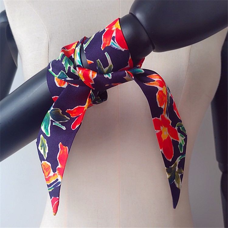 Scarf printer custom photos on the 14 mm silk twill ponytail skinny scarf