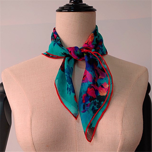 Scarf supplier china custom digital floral printed silk chiffon bandanna scarf
