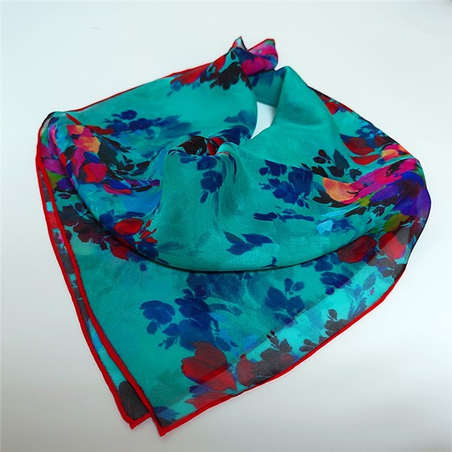 Scarf supplier china custom digital floral printed silk chiffon bandanna scarf