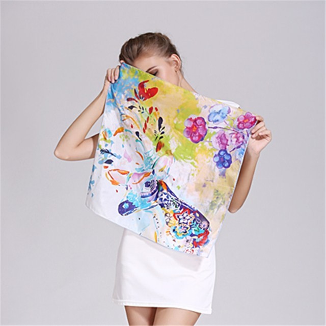 Silk scarf factory customized digital print silk habotai bandanna