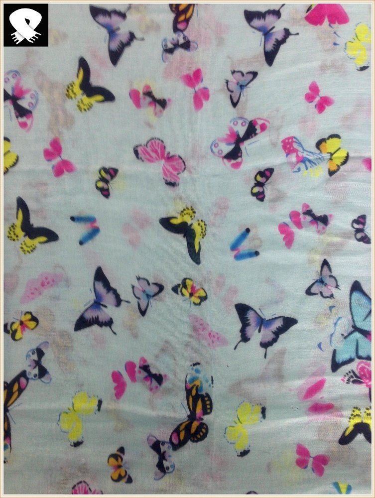 Scarf factory, colored butterfly patterns scarf