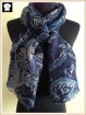 Navy blue paisley acrylic scarf with neon colors