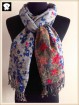 Floral and red stars cotton scarf in scarf factory