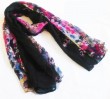 Black fashion floral polyester scarf