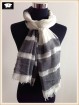 Black stripes polyester scarf with the linen feel