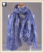 Blue geo polyester ladies scarves