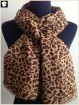 Leopard polyester scarf with frade fringes